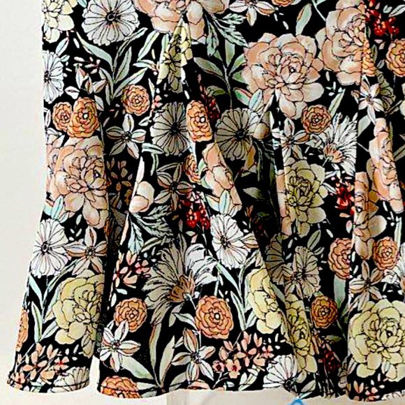 Y2K Boho Flowy Ruffled Floral Midi Skirt Multicolor Knee Length Lined Size 10 - Picture 5 of 7